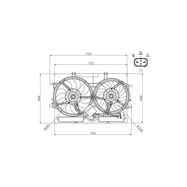 Fläkt, kylare 12V, Vänster, Höger Nrf 47938 NRF Fläkt, kylare 12V, Vänster, Höger Nrf 47938 NRF