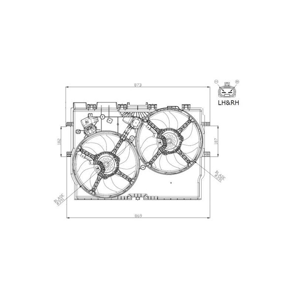 Fläkt, kylare 12V, Fram Nrf 47945 NRF