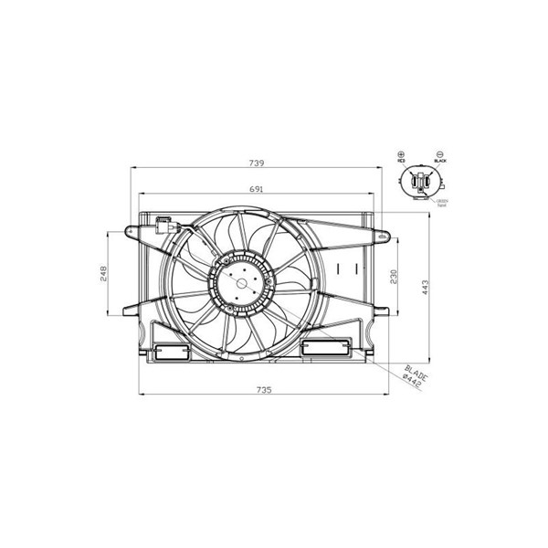 Fläkt, kylare 12V Nrf 47951 NRF