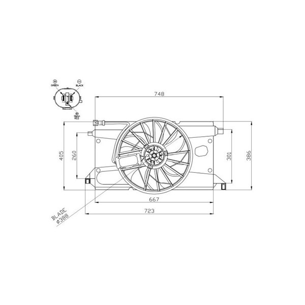 Fläkt, kylare 12V Nrf 47961 NRF