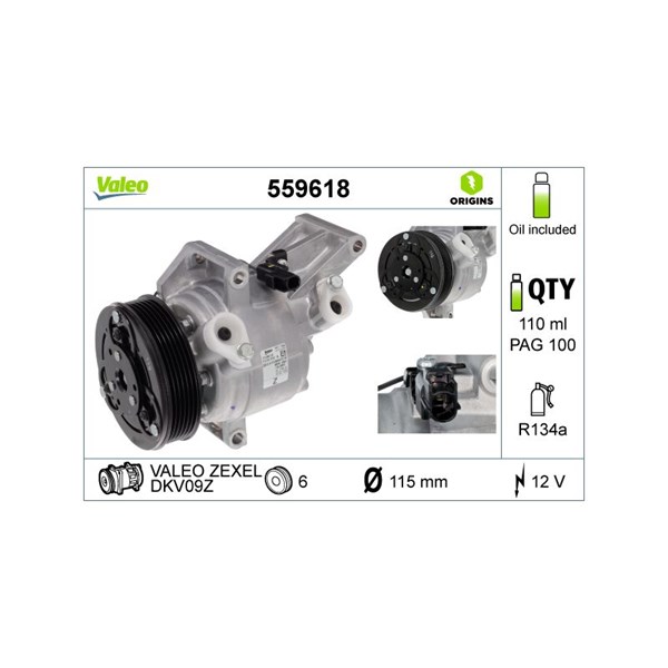 Kompressor, klimatanläggning 12V Valeo 559618 VALEO