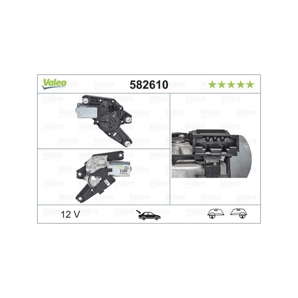 Torkarmotor 12V, Bak Valeo 582610 VALEO