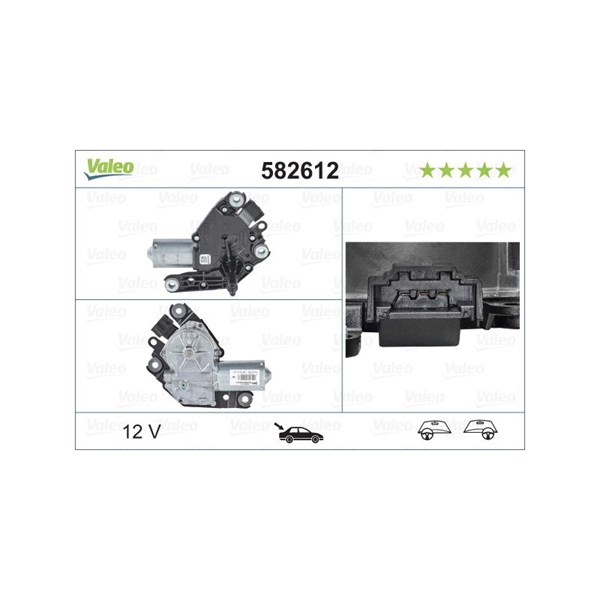 Torkarmotor 12V, Bak Valeo 582612 VALEO