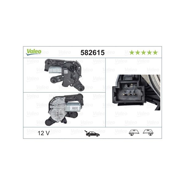 Torkarmotor 12V, Bak Valeo 582615 VALEO