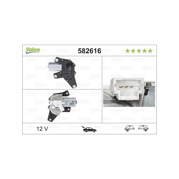 Torkarmotor 12V, Bak Valeo 582616 VALEO