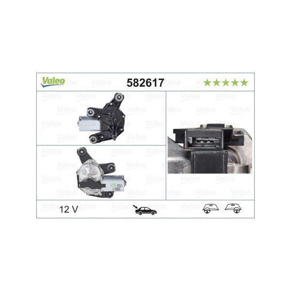 Torkarmotor 12V, Bak Valeo 582617 VALEO