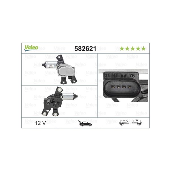 Torkarmotor 12V, Bak Valeo 582621 VALEO