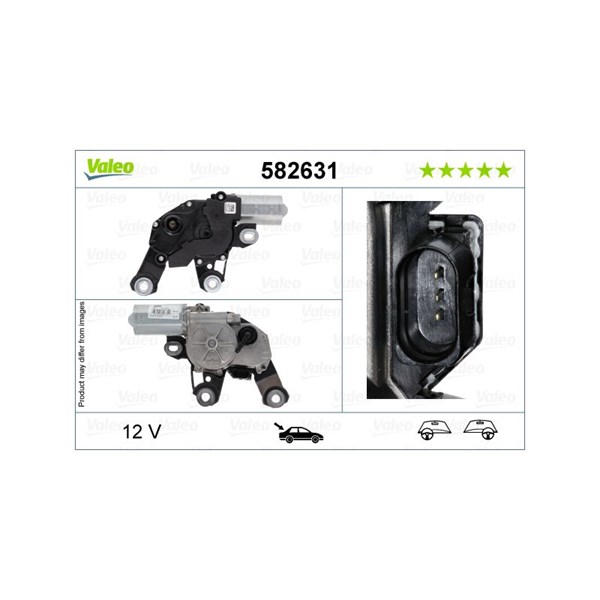 Torkarmotor 12V, Bak Valeo 582631 VALEO