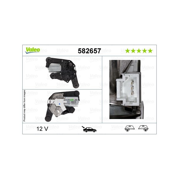 Torkarmotor 12V, Bak Valeo 582657 VALEO