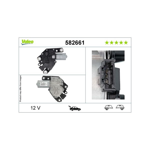 Torkarmotor 12V, Bak Valeo 582661 VALEO