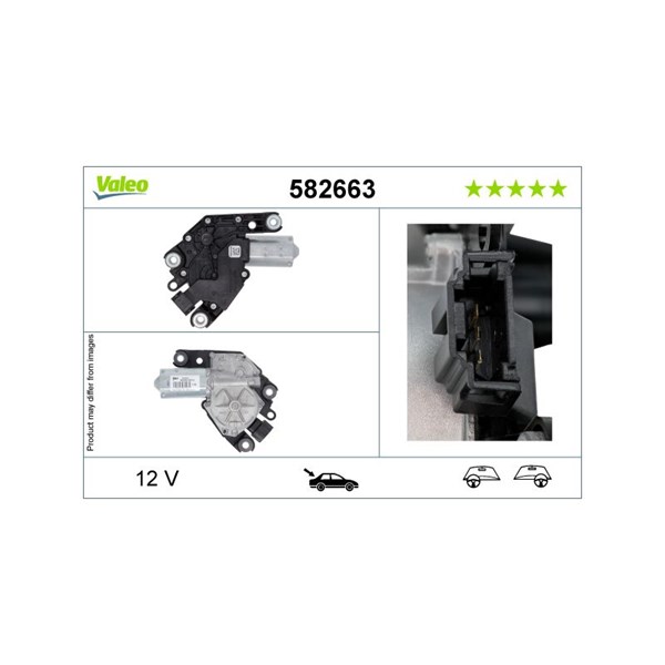Torkarmotor 12V, Bak Valeo 582663 VALEO
