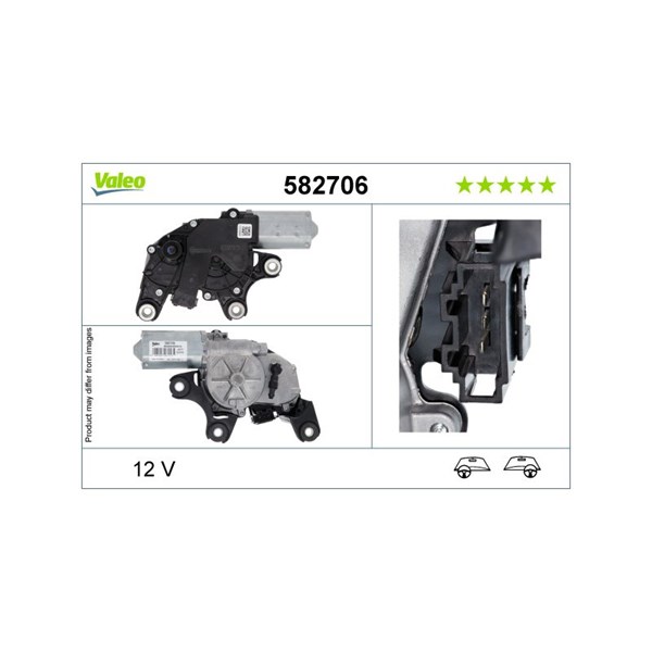 Torkarmotor 12V, Vänster bak Valeo 582706 VALEO