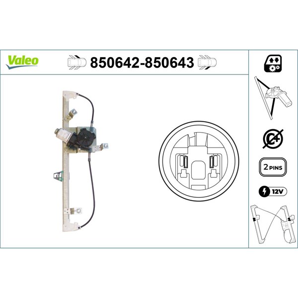 Fönsterhiss, Fram, Vänster Valeo 850642 VALEO
