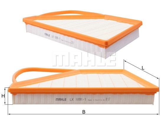 Luftfilter, Höger Mahle LX 1091/1 MAHLE Luftfilter, Höger Mahle LX 1091/1 MAHLE