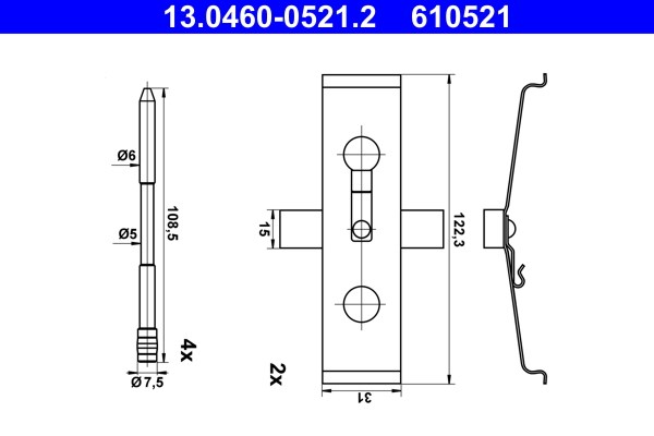 Monteringssats, Framaxel Ate 13.0460-0521.2 ATE
