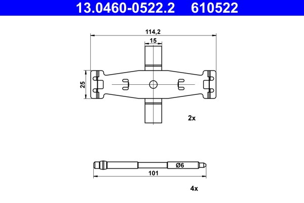 Monteringssats, Framaxel Ate 13.0460-0522.2 ATE