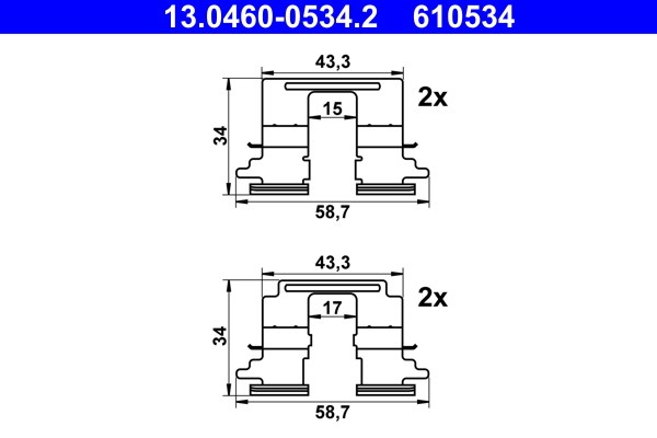 Monteringssats, Bakaxel Ate 13.0460-0534.2 ATE Monteringssats, Bakaxel Ate 13.0460-0534.2 ATE
