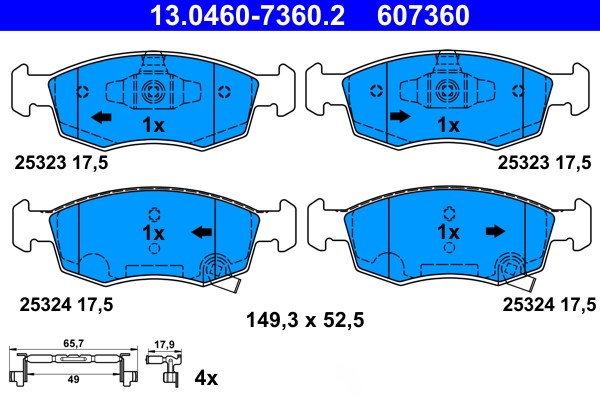 Bromsbeläggsats, Framaxel Ate 13.0460-7360.2 ATE