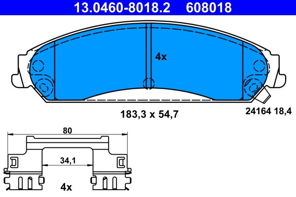 Bromsbeläggsats Ventilerad, Framaxel Ate 13.0460-8018.2 ATE