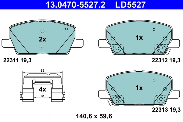 Bromsbeläggsats, Framaxel Ate Ate ceramic 13.0470-5527.2 ATE