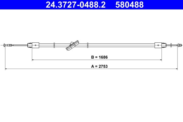 Vajer, parkeringsbroms, Mitt Ate 24.3727-0488.2 ATE