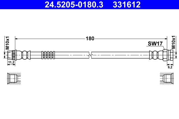 Bromsslang, Bakaxel, Bak, Inre Ate 24.5205-0180.3 ATE