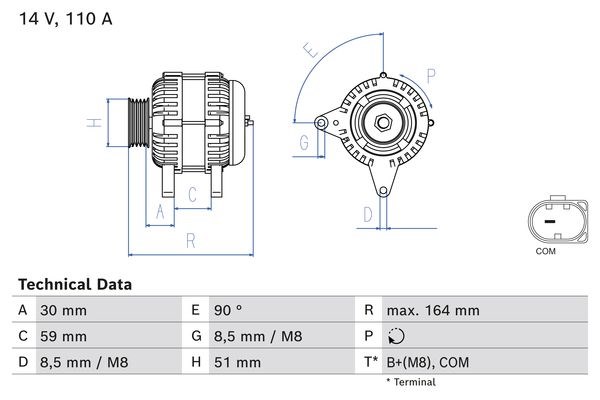 Generator 14V 110A Bosch 0 986 084 760 BOSCH