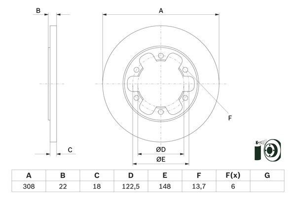 Bromsskiva Solid, Bakaxel Bosch 0 986 479 D43 BOSCH