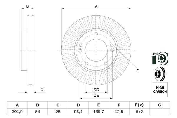 Bromsskiva Ventilerad, Framaxel Bosch 0 986 479 F20 BOSCH Bromsskiva Ventilerad, Framaxel Bosch 0 986 479 F20 BOSCH