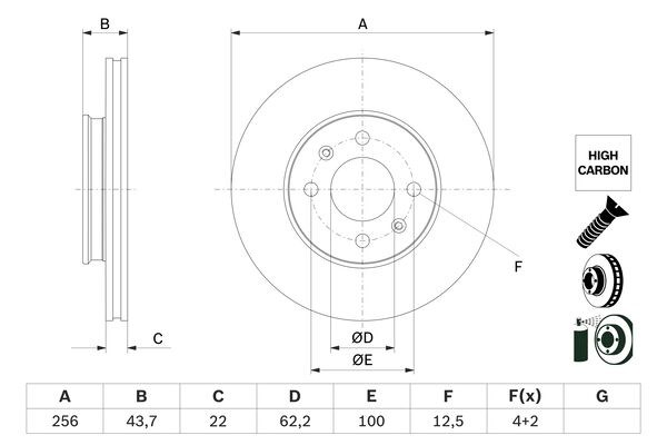 Bromsskiva Ventilerad, Framaxel Bosch 0 986 479 F29 BOSCH