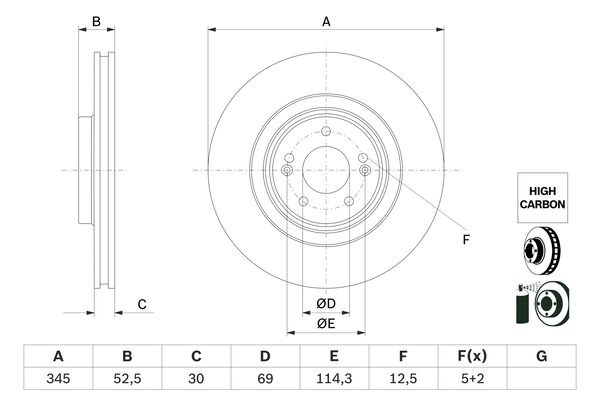 Bromsskiva Ventilerad, Framaxel Bosch 0 986 479 G26 BOSCH