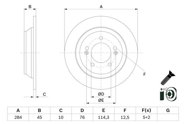 Bromsskiva Solid, Bakaxel Bosch 0 986 479 G28 BOSCH