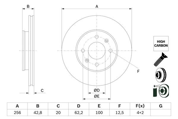 Bromsskiva Ventilerad, Framaxel Bosch 0 986 479 G86 BOSCH Bromsskiva Ventilerad, Framaxel Bosch 0 986 479 G86 BOSCH