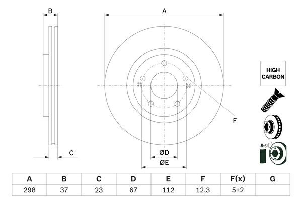 Bromsskiva Ventilerad, Framaxel Bosch 0 986 479 H05 BOSCH Bromsskiva Ventilerad, Framaxel Bosch 0 986 479 H05 BOSCH
