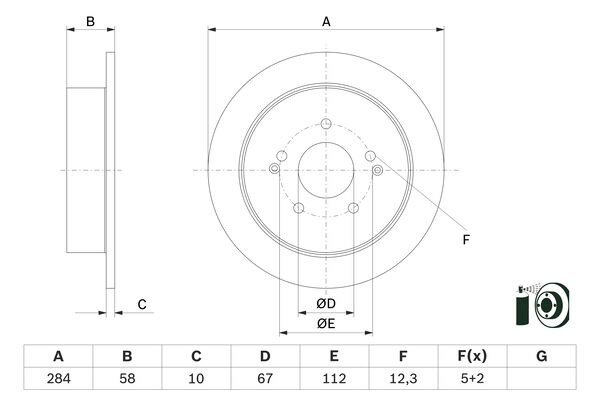 Bromsskiva Solid, Bakaxel Bosch 0 986 479 H16 BOSCH