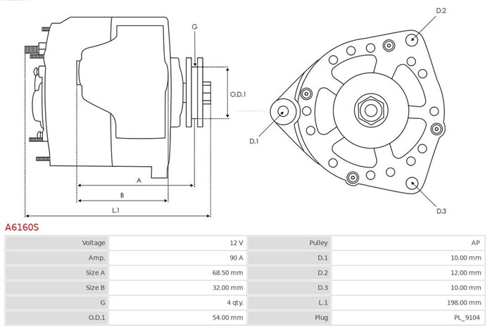 Generator 12V 90A As-pl A6160S AS-PL