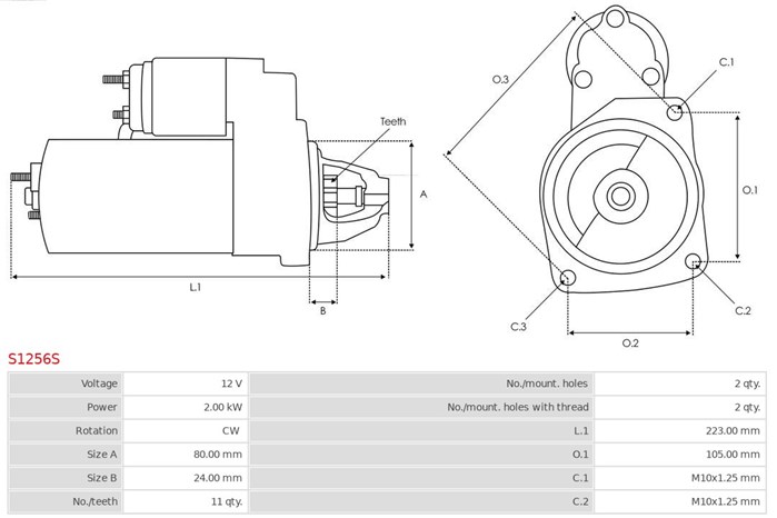 Startmotor 12V As-pl Brand new | as-pl | starters S1256S AS-PL