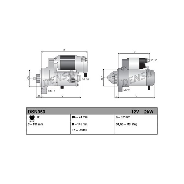 Startmotor 12V Denso DSN950 DENSO