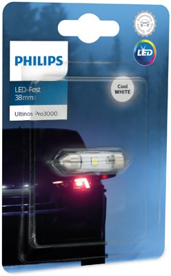 Glödlampa, innerbelysning PHILIPS 6000K Pro3000 LED SV8,5-8, Bak,