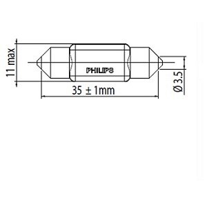 Glödlampa, innerbelysning PHILIPS 6000K Pro3000 LED SV8,5-8, Bak,