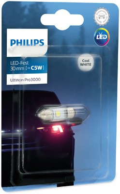 Glödlampa, innerbelysning PHILIPS 6000K Pro3000 LED SV8,5-8, Bak 
