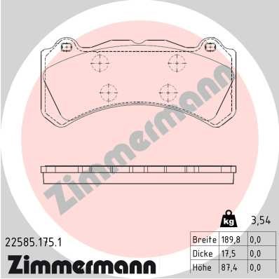 Bromsbeläggsats, Framaxel Zimmermann 22585.175.1 ZIMMERMANN