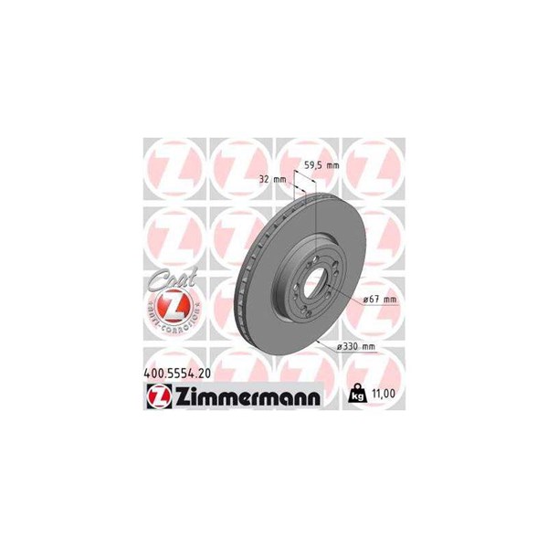 Bromsskiva Ventilerad, Framaxel Zimmermann 400.5554.20 ZIMMERMANN Bromsskiva Ventilerad, Framaxel Zimmermann 400.5554.20 ZIMMERMANN