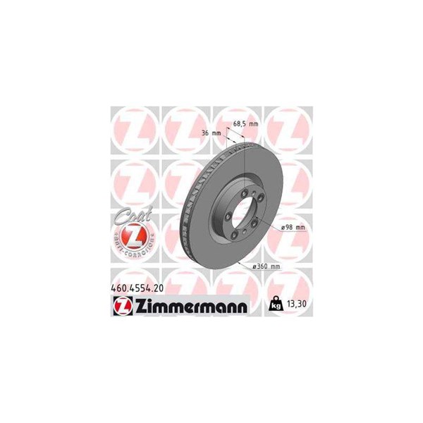 Bromsskiva Ventilerad, framaxel höger Zimmermann 460.4554.20 ZIMMERMANN
