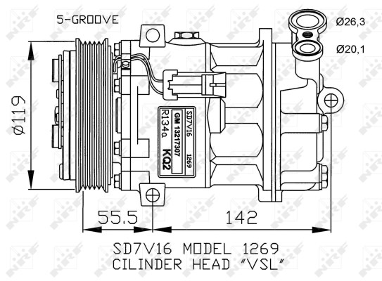 Kompressor, klimatanläggning 12V Nrf 32818 NRF
