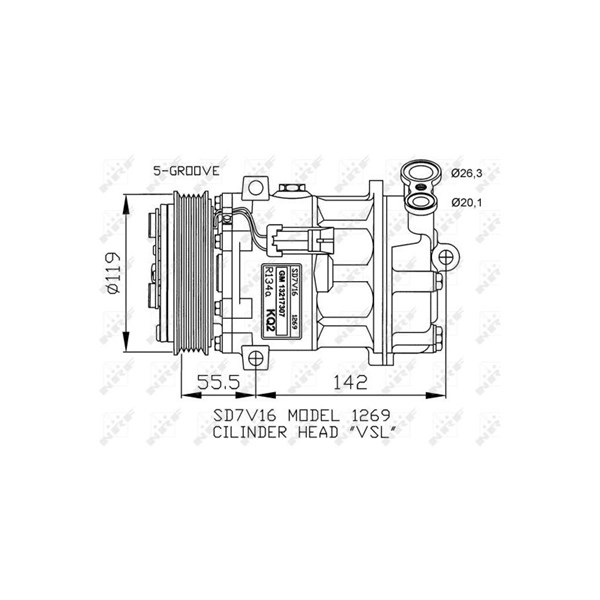 Kompressor, klimatanläggning 12V Nrf 32818 NRF