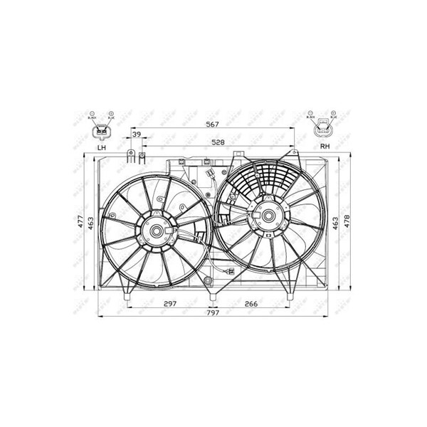 Fläkt, kylare 12V Nrf 47565 NRF