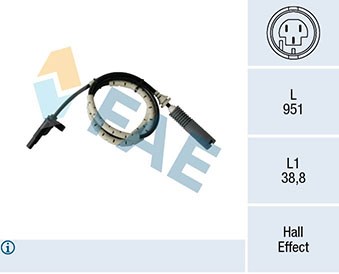 ABS-givare, Sensor, hjulvarvtal, Bakaxel, Framaxel Fae 78185 FAE
