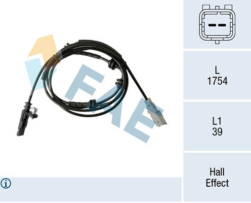 ABS-givare, Sensor, hjulvarvtal, Bakaxel Fae 78517 FAE