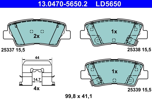 Bromsbeläggsats, Bakaxel Ate Ate ceramic 13.0470-5650.2 ATE